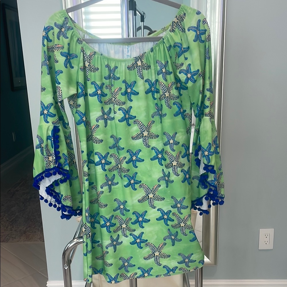 Green Starfish Long Sleeve Dress